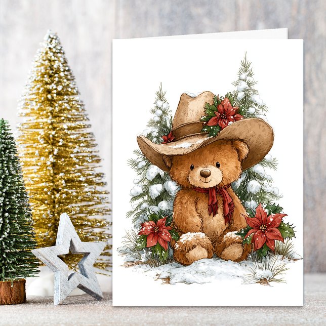 Cartes Pour Fêtes Annuelles Christmas Cowboy Teddy Bear (Créateur téléchargé)