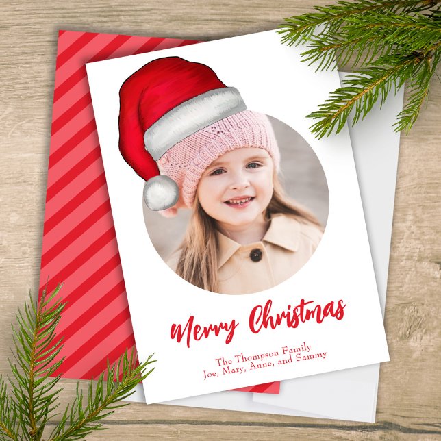 Cartes Pour Fêtes Annuelles Christmas Cute Santa Elf Funny Whimsical 1 Photo  (Merry Christmas cute whimsical photo greeting card with a single photo template. )