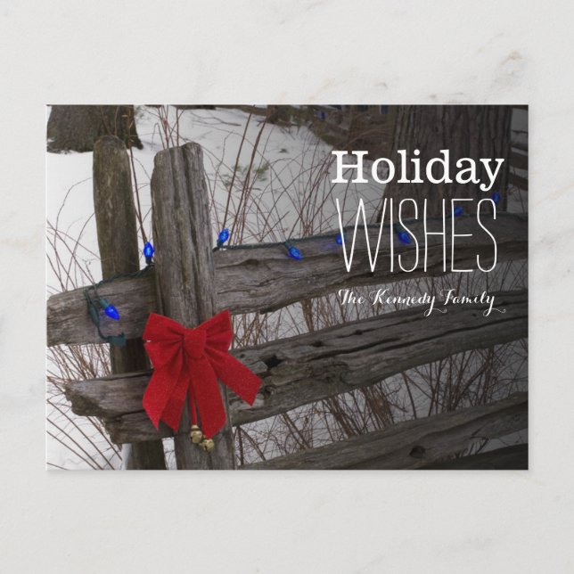 Cartes Pour Fêtes Annuelles Christmas decorations on an old wooden fence (Devant)