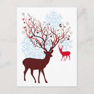 Cartes Pour Fêtes Annuelles Christmas Deer with tree branch antlers