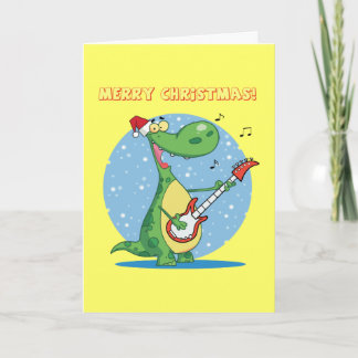 Cartes Pour Fêtes Annuelles Christmas Dinosaur Playing Guitar