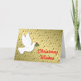 Cartes Pour Fêtes Annuelles Christmas Dove avec arrière - plan or