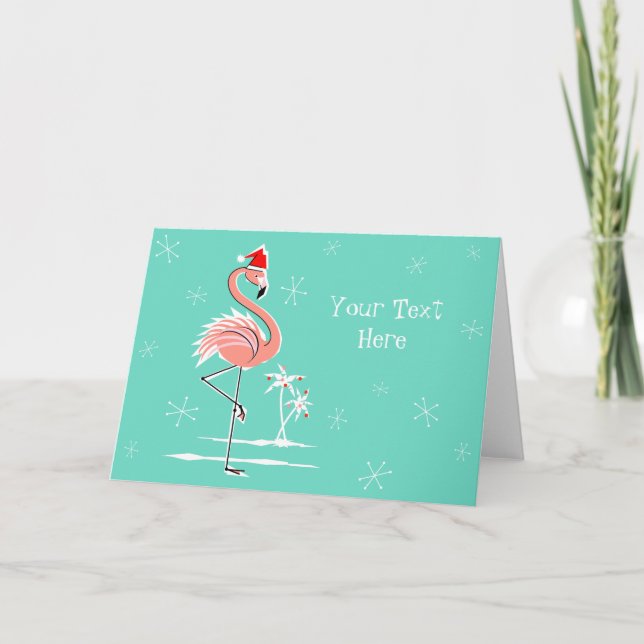 Cartes Pour Fêtes Annuelles Christmas Flamingo Texte horizontal (Devant)