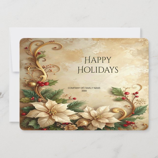 Cartes Pour Fêtes Annuelles Christmas Floral Holiday Card (Devant)
