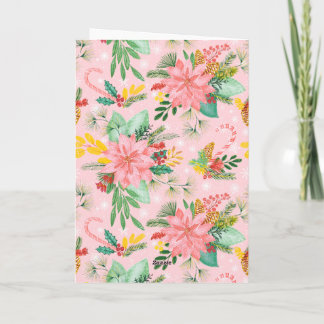 Cartes Pour Fêtes Annuelles Christmas Floral Merry & Bright Pink