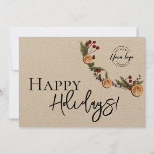 Cartes Pour Fêtes Annuelles Christmas Foliage Wreath Logo d'entreprise merci