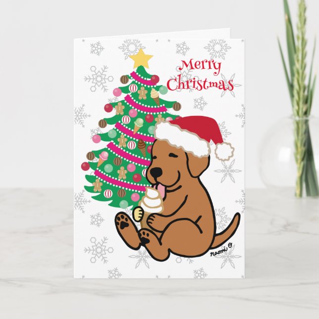 Cartes Pour Fêtes Annuelles Christmas Fox Red Labrador Glace Creative Licking (Devant)