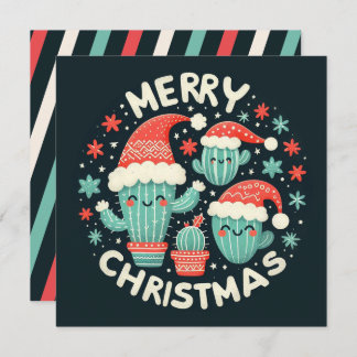 Cartes Pour Fêtes Annuelles Christmas Fun Potted Santa Cactus Plants