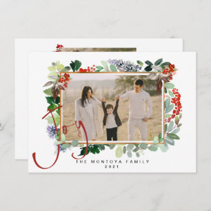 Cartes Pour Fêtes Annuelles Christmas Garland Family Photo Flat Holiday Card