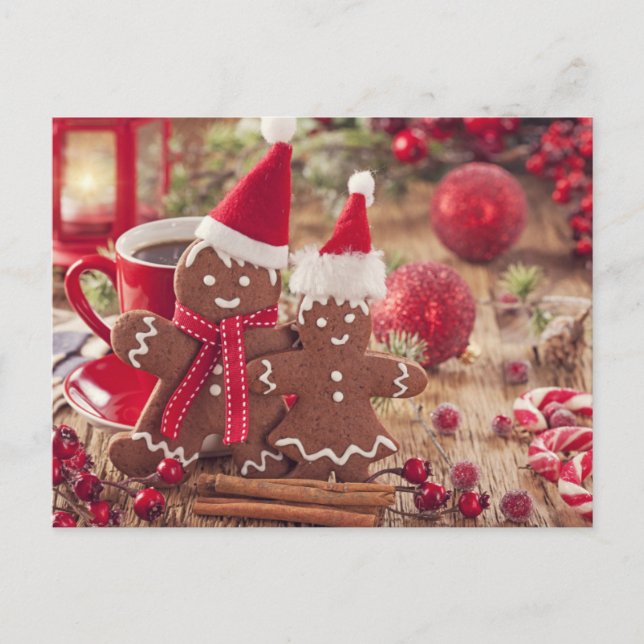 Cartes Pour Fêtes Annuelles Christmas Gingerbread Man And Hot Drink (Devant)
