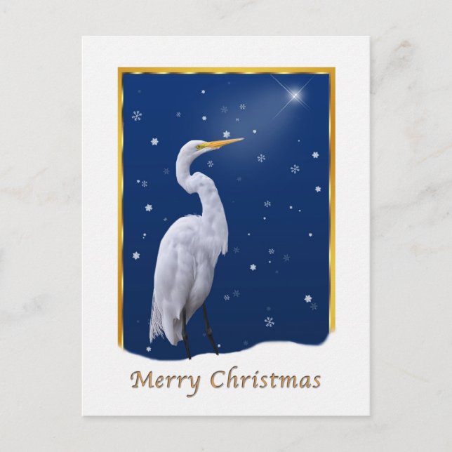 Cartes Pour Fêtes Annuelles Christmas, Great Egret Bird, Religious (Devant)