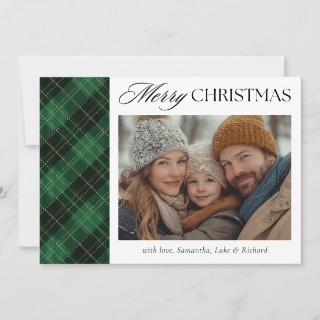 Cartes Pour Fêtes Annuelles Christmas Green Plaid  Photo Holiday Card (Devant)