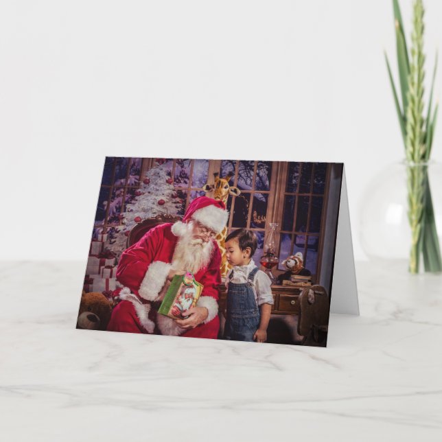Cartes Pour Fêtes Annuelles Christmas Greeting Card avec Santa and Boy (Devant)