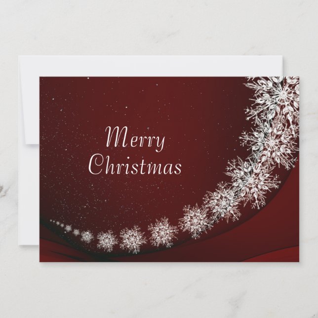 Cartes Pour Fêtes Annuelles Christmas Greeting Crystal Snowflakes Red Rustic (Devant)