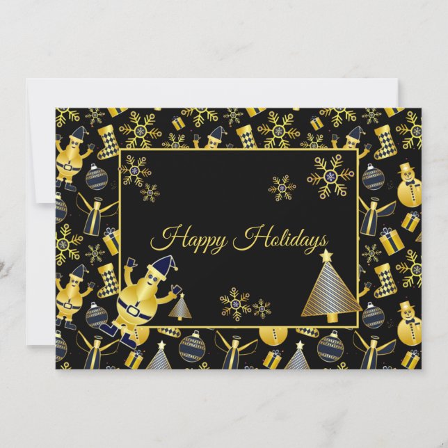 Cartes Pour Fêtes Annuelles  Christmas Greeting Gold Santa Snowman Gifts (Devant)