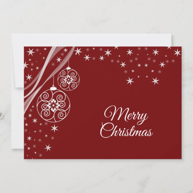 Cartes Pour Fêtes Annuelles Christmas Greeting White Ornaments Stars Red (Devant)