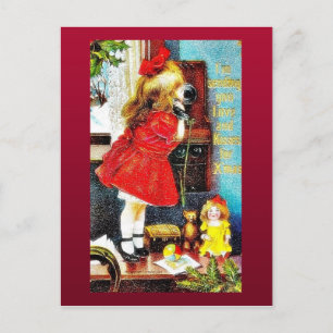 Cartes Pour Fêtes Annuelles Christmas greeting with a girl making a phone call