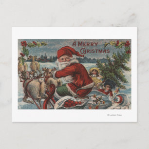 Cartes Pour Fêtes Annuelles Christmas GreetingSanta on Sleigh