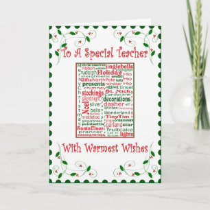 Cartes Pour Fêtes Annuelles Christmas Holiday Card for Teacher