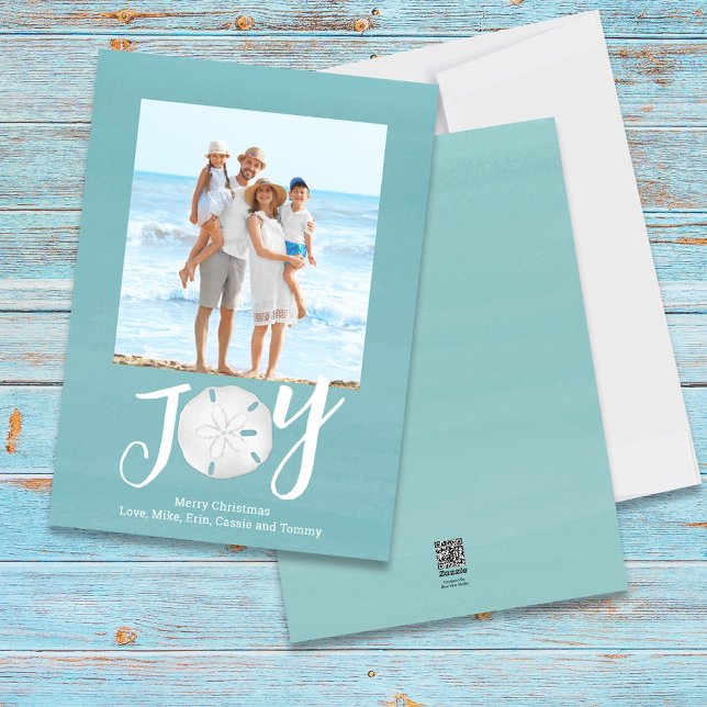 Cartes Pour Fêtes Annuelles Christmas Holiday Joy Photo Simple Trendy Beach (Christmas Holiday Joy Creative Typography Beach Photo Card)