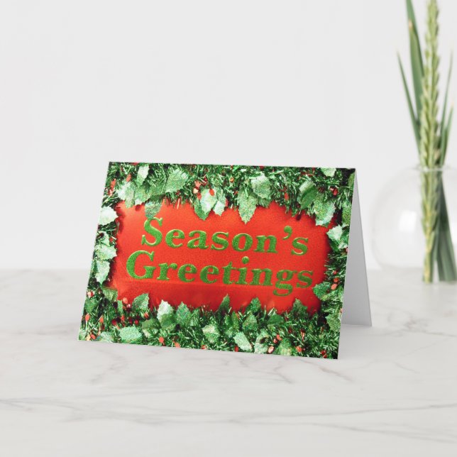 Cartes Pour Fêtes Annuelles Christmas Holiday Seasons Greetings Glitter Holly (Devant)