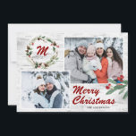 Cartes Pour Fêtes Annuelles Christmas Holly 2 PHOTOS Collage Bark<br><div class="desc">Christmas Holly 2 PHOTOS Collage Carte de vacances</div>
