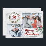 Cartes Pour Fêtes Annuelles Christmas Holly 2 PHOTOS Collage Bark<br><div class="desc">Christmas Holly 2 PHOTOS Collage Carte de vacances</div>