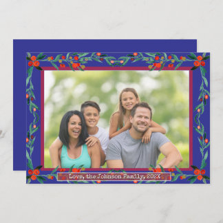 Cartes Pour Fêtes Annuelles Christmas Holly Botanical Watercolor Foliage Photo