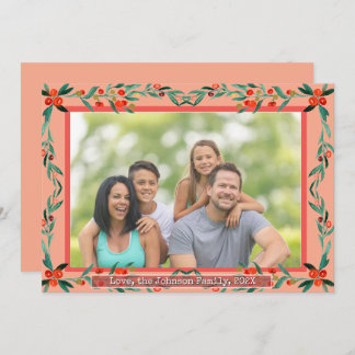 Cartes Pour Fêtes Annuelles Christmas Holly Botanical Watercolor Foliage Photo