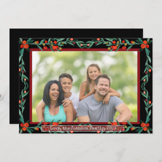 Cartes Pour Fêtes Annuelles Christmas Holly Botanical Watercolor Foliage Photo