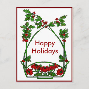 Cartes Pour Fêtes Annuelles Christmas Holly et Pointsettia