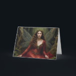 Cartes Pour Fêtes Annuelles Christmas Holly Fairy<br><div class="desc">Magnifique fée dans les bois décorée de saint et portant un costume rouge de Noël</div>