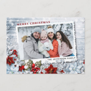 Cartes Pour Fêtes Annuelles Christmas Holly Pine Rustic Photo Holiday Card