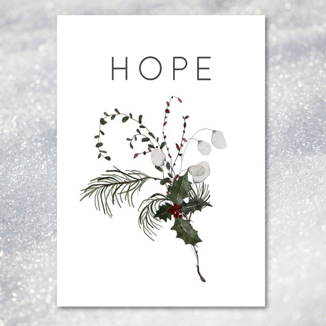 Cartes Pour Fêtes Annuelles Christmas Hope Rustic Minimal Holly Greenery (Christmas Hope Rustic Minimal Holly Greenery Holiday Card)