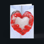 Cartes Pour Fêtes Annuelles Christmas ice heart in red gloves<br><div class="desc">Ice heart in red gloves for Christmas season</div>