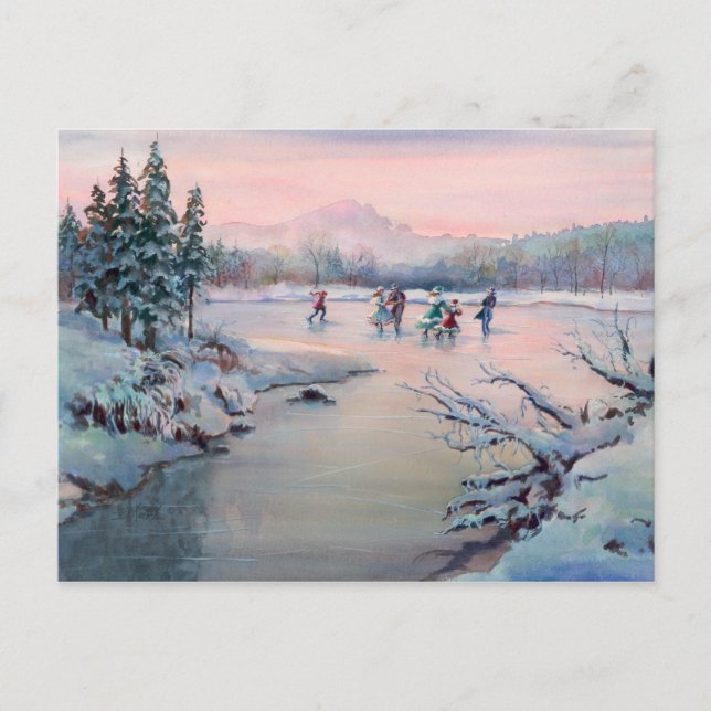 Cartes Pour Fêtes Annuelles CHRISTMAS ICE SKATING by SHARON SHARPE (Devant)
