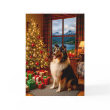 Christmas In Scotland Collie Holiday Card