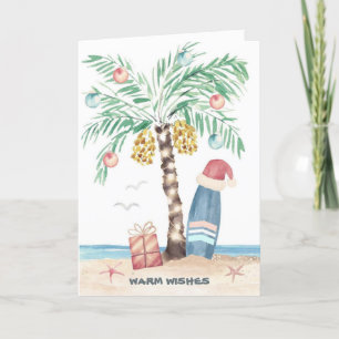 Cartes Pour Fêtes Annuelles Christmas Island Palm Surf Père Noël Tropical Beac