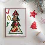 Cartes Pour Fêtes Annuelles Christmas Joy Five Photo Collage Tree<br><div class="desc">Cette carte de Noël Joy Five Photo Collage Tree est inspirée par les souvenirs de créer des cartes de Noël faites à la main quand nous étions enfants - découpant du papier coloré dans des formes joyeuses de sapins de Noël arrangés avec des photos de notre famille. Ce design sucré...</div>