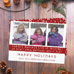 Cartes Pour Fêtes Annuelles Christmas Kids Funny Naughty List | Photo de famil<br><div class="desc">Ces cartes de Noël mignonnes et festives sont le moyen parfait d'envoyer vos photos de famille à des amis et à des proches en cette période de fêtes. Le texte dit : "Père Noël Naughty List is Missing ? Nous ne savons rien à ce sujet." Le reste du texte peut...</div>