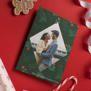 Cartes Pour Fêtes Annuelles Christmas Kiss Mistletoe Romantique Photo Diamant