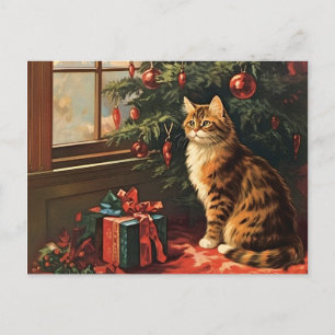 Cartes Pour Fêtes Annuelles Christmas Kitty à la fenêtre