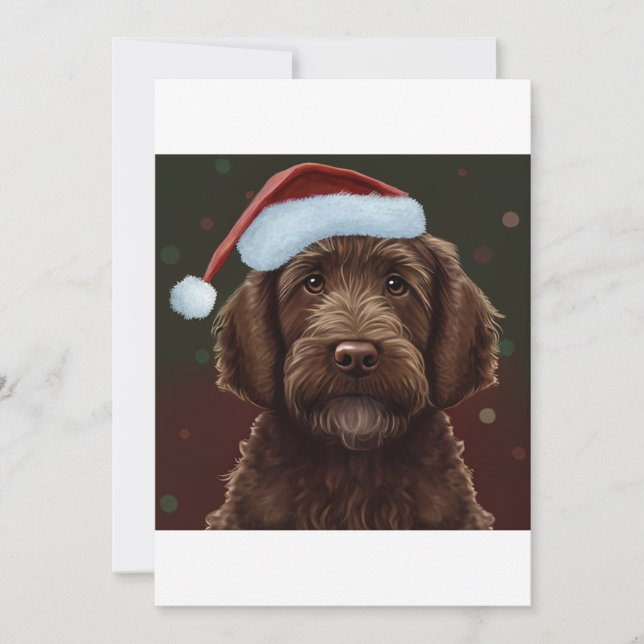 Cartes Pour Fêtes Annuelles Christmas Labradoodle, cadeau Amoureux des chiens  (Devant)