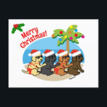 Cartes Pour Fêtes Annuelles Christmas Labrador Retriever Beach Enfants<br><div class="desc">Carte postale Noël Labrador Retriever Beach Kids Holiday pour les fans du Labrador! Black Lab et Yellow Lab et Chocolate Lab et Fox Lab les enfants profitent de vacances à la plage. Caricature du Labrador créée par Naomi Ochiai du Japon.</div>