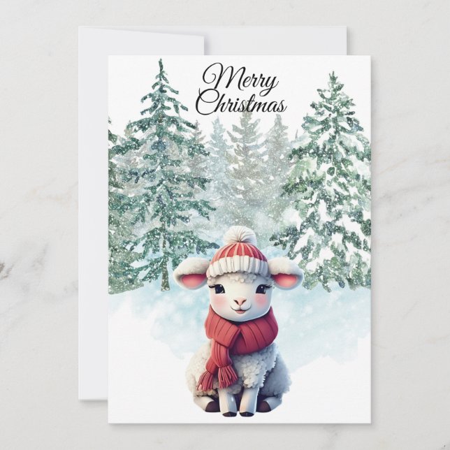 Cartes Pour Fêtes Annuelles Christmas Lamb Flat Holiday Card (Devant)