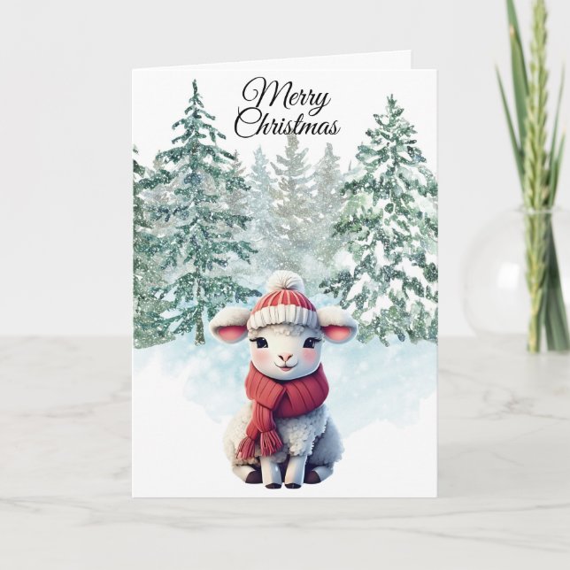 Cartes Pour Fêtes Annuelles Christmas Lamb Folded Holiday Card (Devant)
