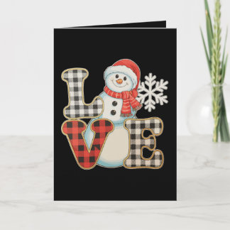 Cartes Pour Fêtes Annuelles Christmas Love Cute Snowman Buffalo Plaid Winter