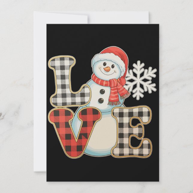 Cartes Pour Fêtes Annuelles Christmas Love Cute Snowman Buffalo Plaid Winter (Devant)
