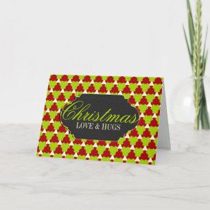 Cartes Pour Fêtes Annuelles Christmas Love & Hugs Red Green Motif Custom