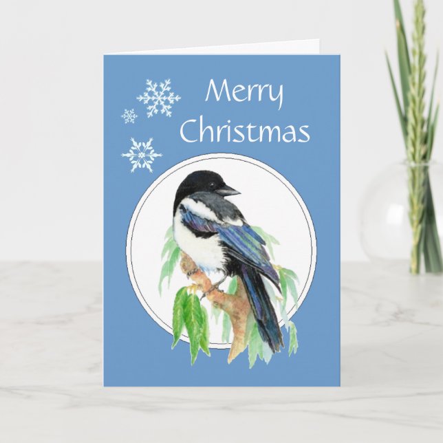 Cartes Pour Fêtes Annuelles Christmas Magpie, Garden, Bird, Nature Greetings (Devant)